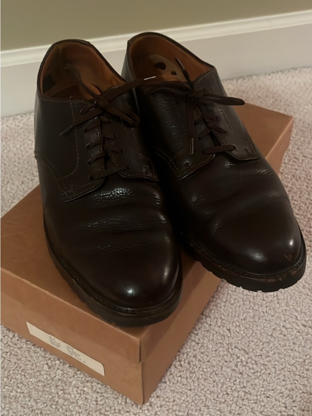 Ralph Lauren Dark Brown Leather Lace-Up Oxfords